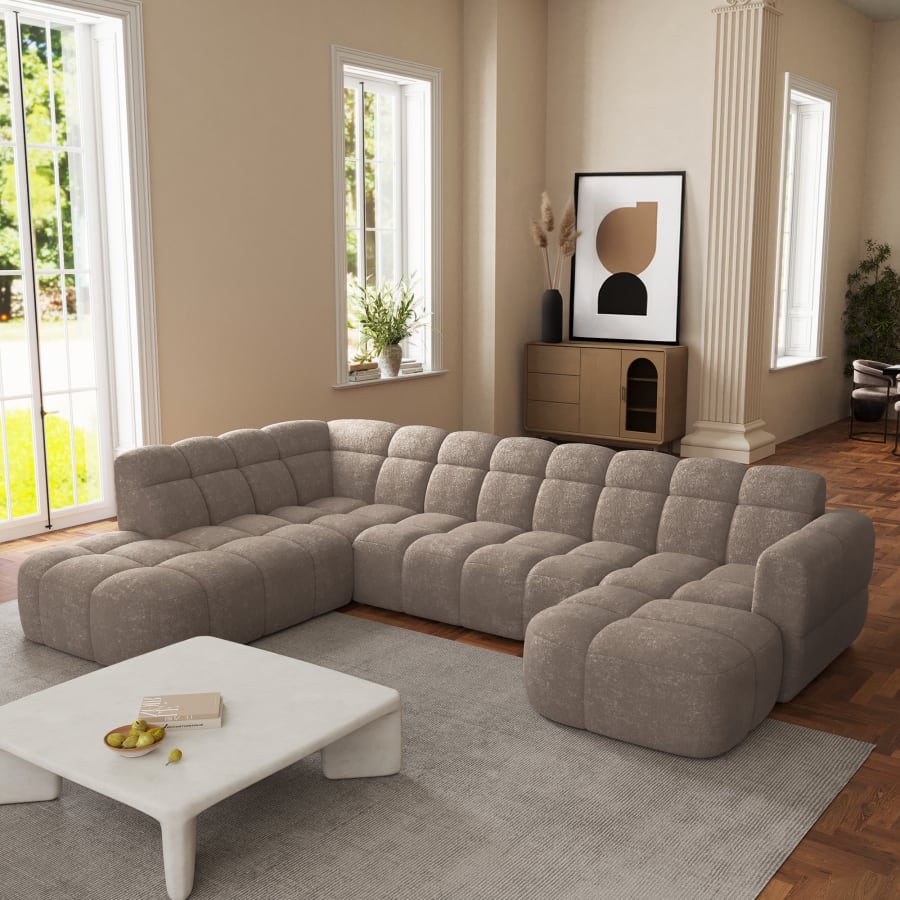 Canapé panoramique tissu taupe - Angle droit